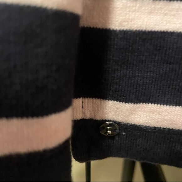 Talbots Navy Blue And Pink Striped Moto Zippered Jacket Womens Size Medium EUC - Picture 8 of 10